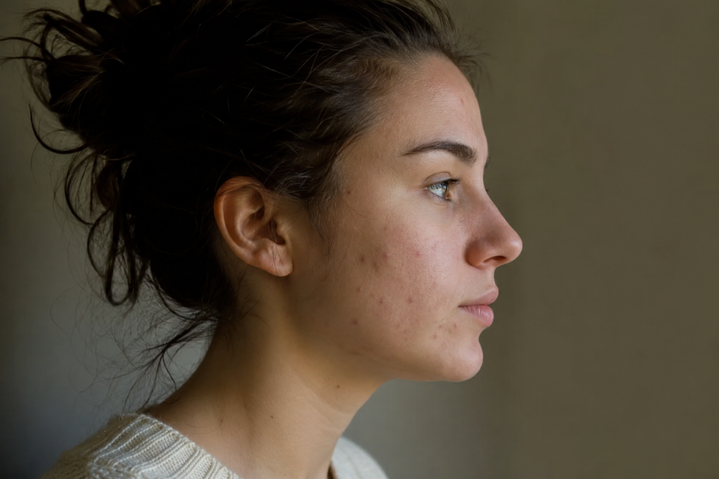 Piel con imperfecciones y acné adulto